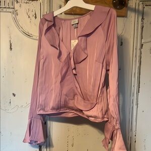 A New Day Pink Ruffled Sailor Collar Blouse